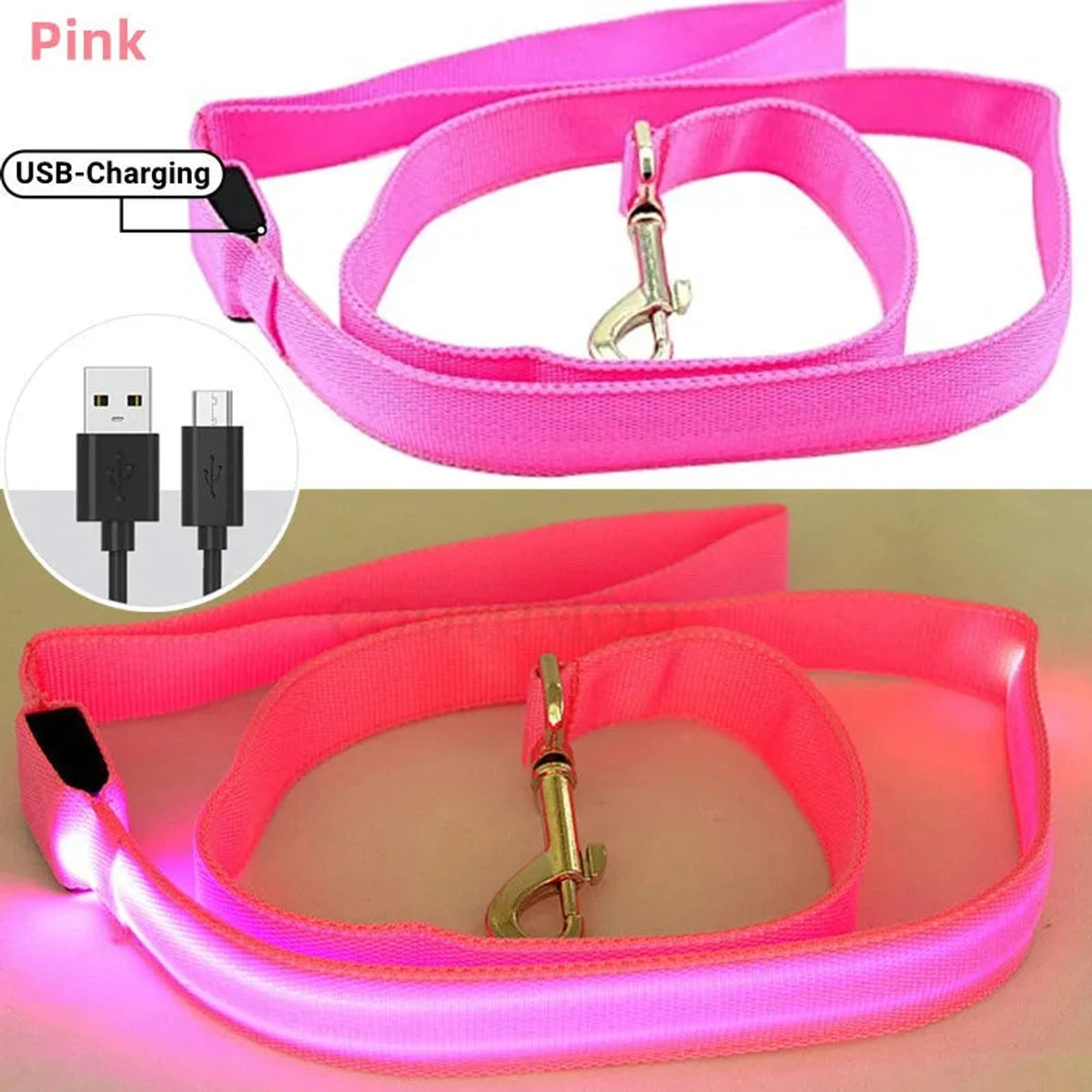 PawCool USB wiederaufladbare LED-Hundeleine – 3 Leuchtmodi für Sicherheit bei Nacht