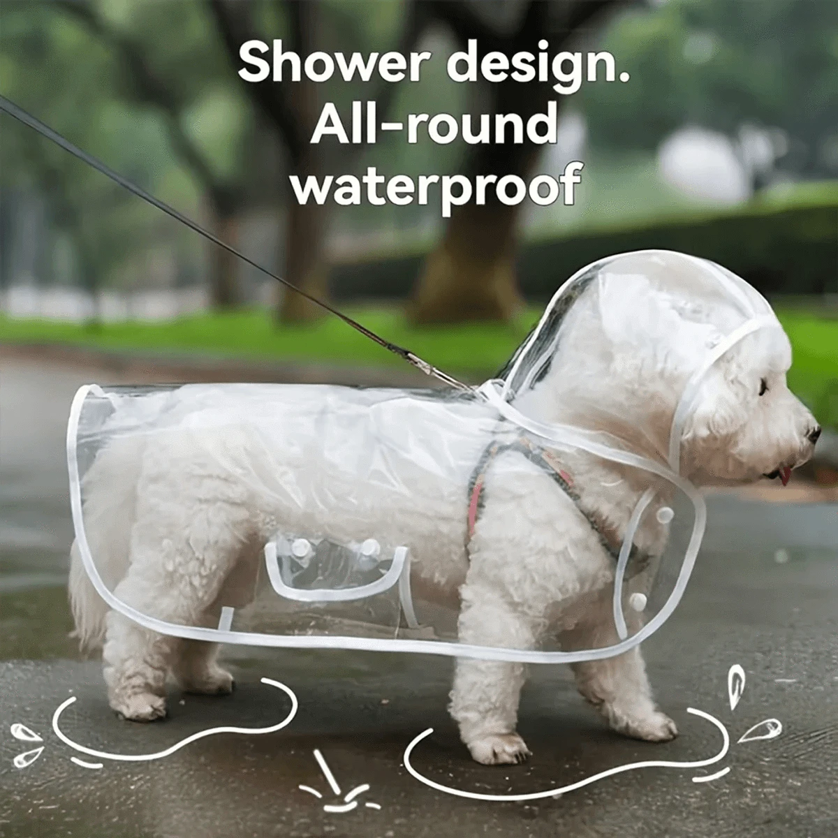 PawCool Transparent Dog Raincoat – Clear Waterproof Coat for Small Dogs