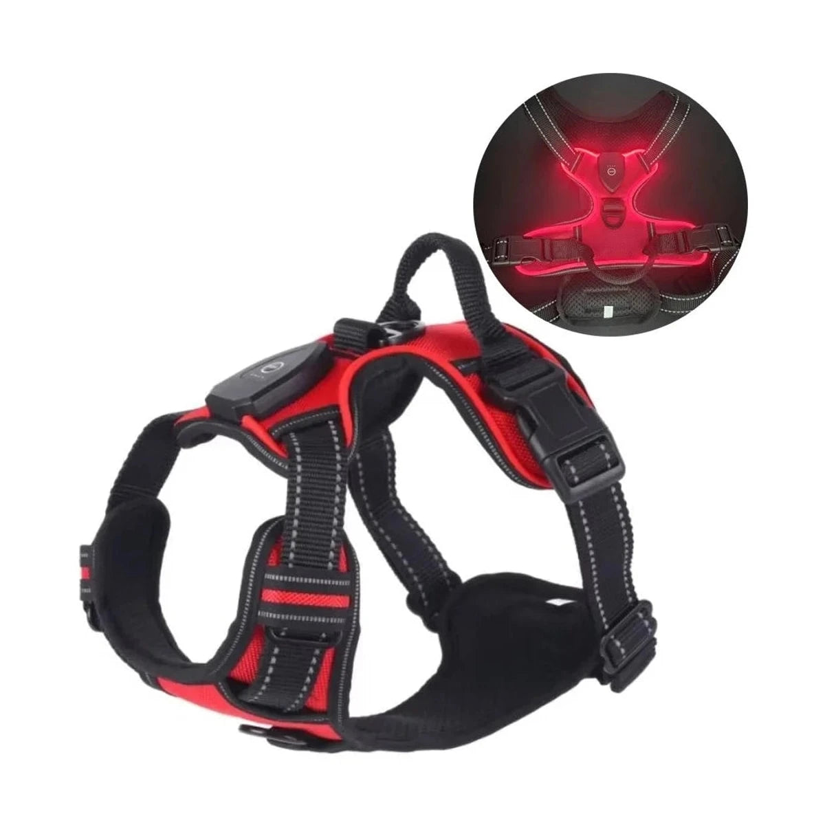 PawCool LED Leuchthundegeschirr – Verstellbares Blinkhalsband für Spaziergänge bei Nacht