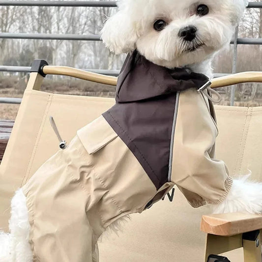 PawCool Four-Leg Dog Raincoat – Windproof Jumpsuit for Small Dogs