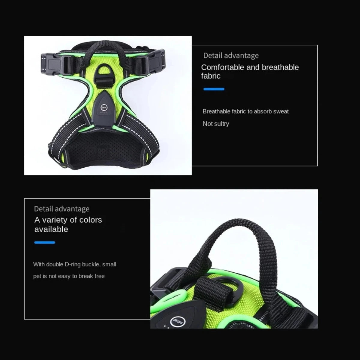 PawCool LED Leuchthundegeschirr – Verstellbares Blinkhalsband für Spaziergänge bei Nacht