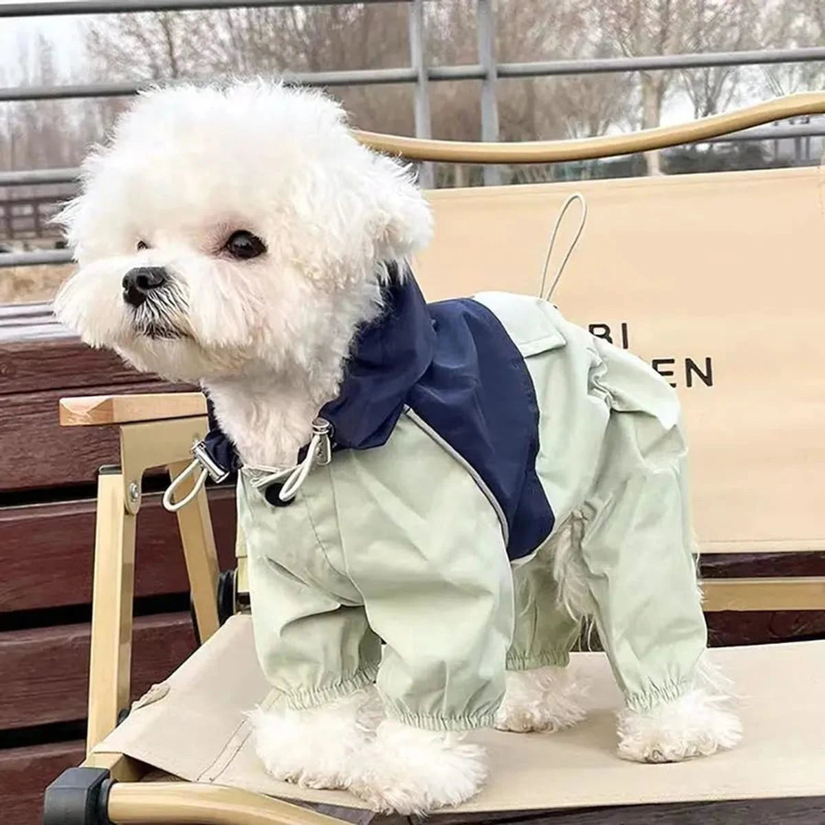 PawCool Four-Leg Dog Raincoat – Windproof Jumpsuit for Small Dogs