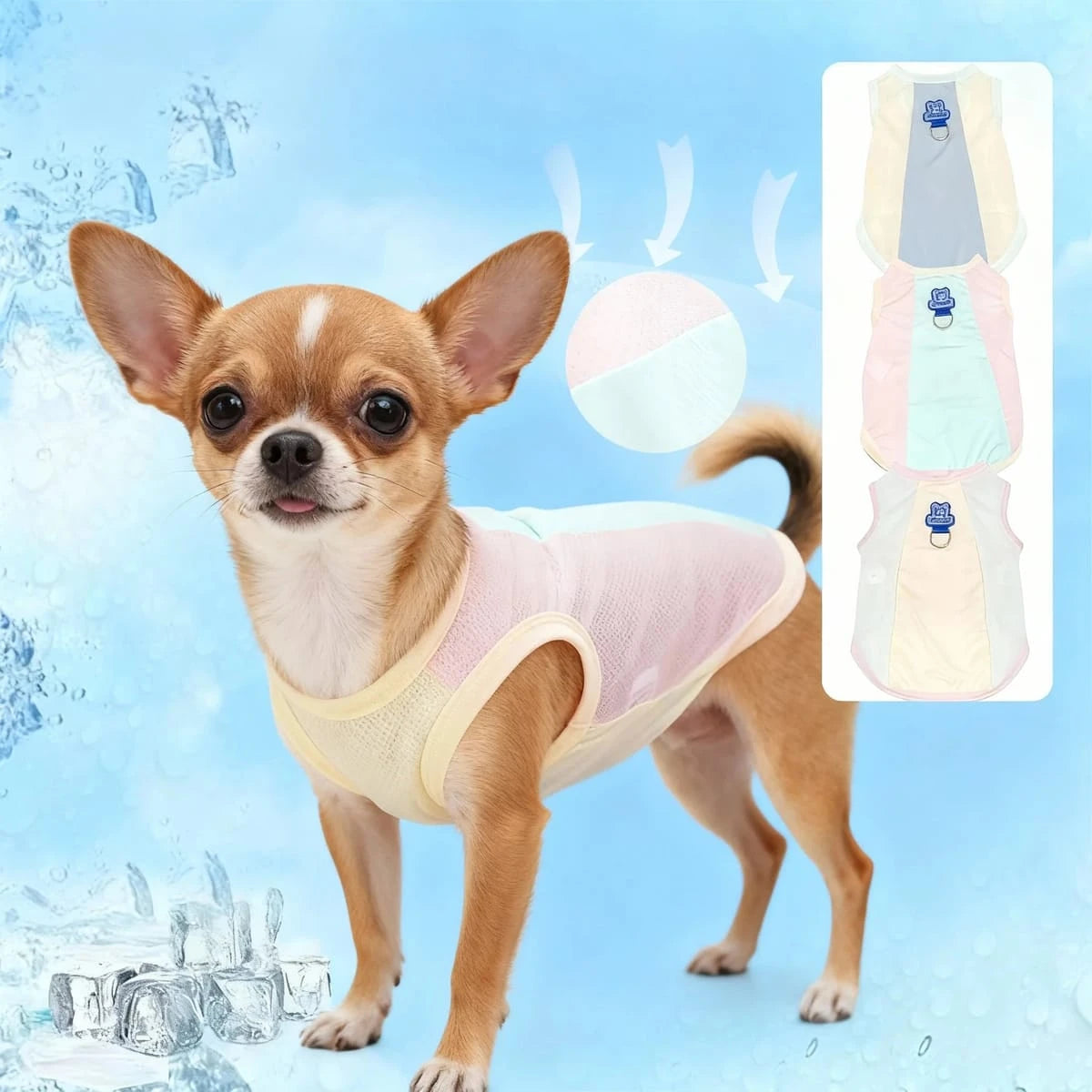 PawCool Ice Silk Cooling Vest – Breathable UV Protection Shirt for Small Dogs
