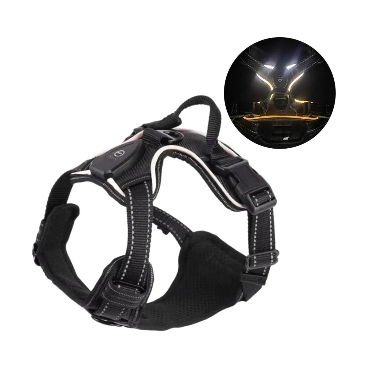 PawCool LED Leuchthundegeschirr – Verstellbares Blinkhalsband für Spaziergänge bei Nacht