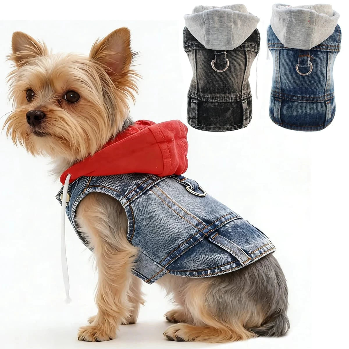 PawCool Denim Dog Jacket – Cool Jean Vest Harness for Small Dogs