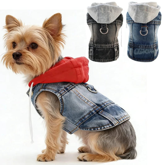 PawCool Denim Dog Jacket – Cool Jean Vest Harness for Small Dogs