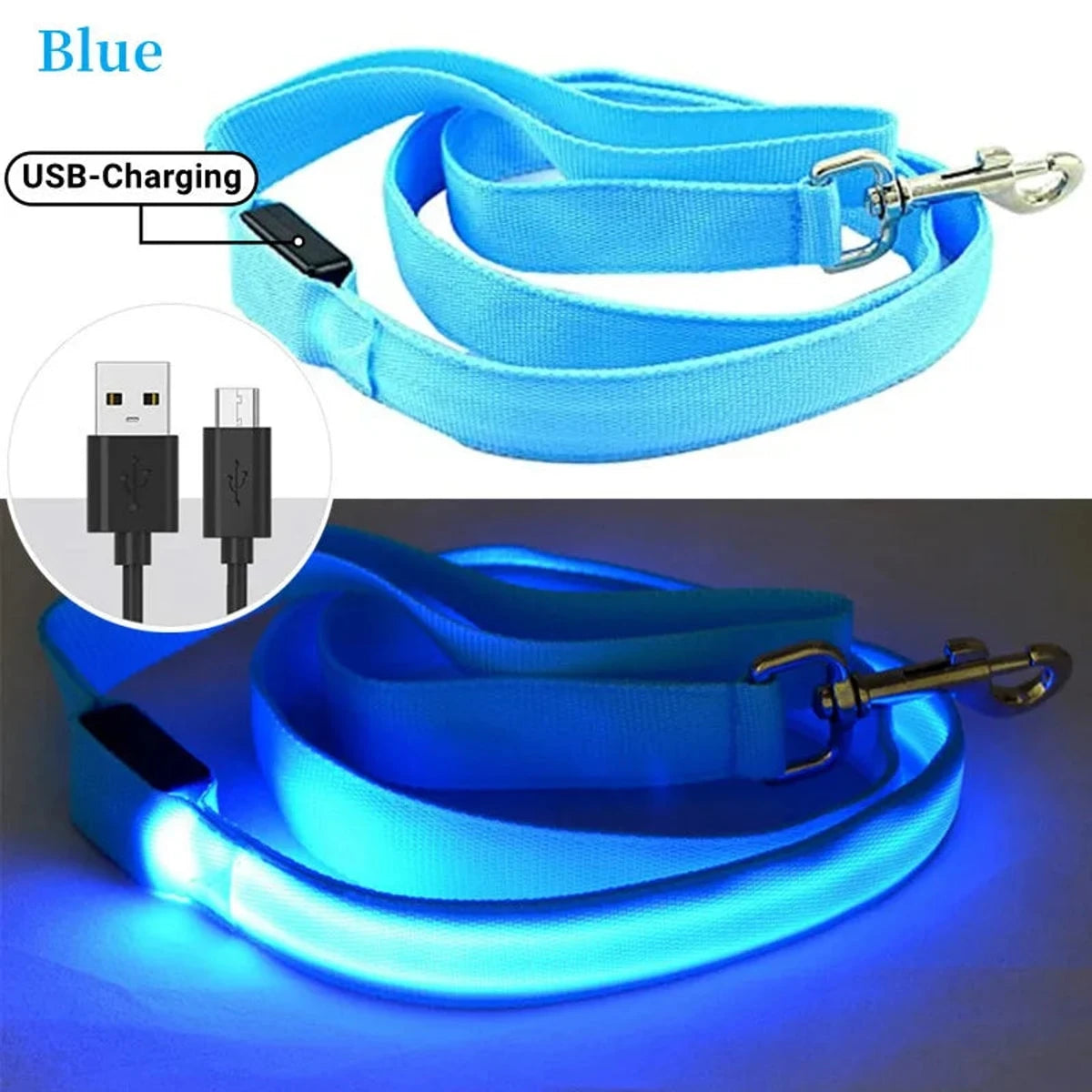 PawCool USB wiederaufladbare LED-Hundeleine – 3 Leuchtmodi für Sicherheit bei Nacht